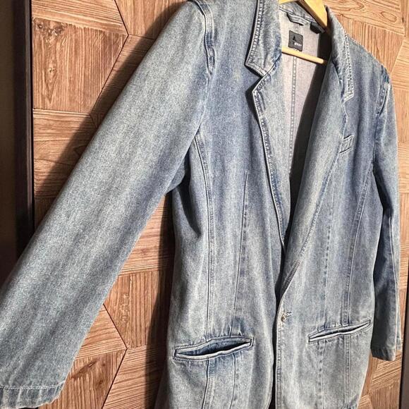 LizWear Vintage Denim Blazer Size 14 1980s Casual Chic - Picture 4 of 6